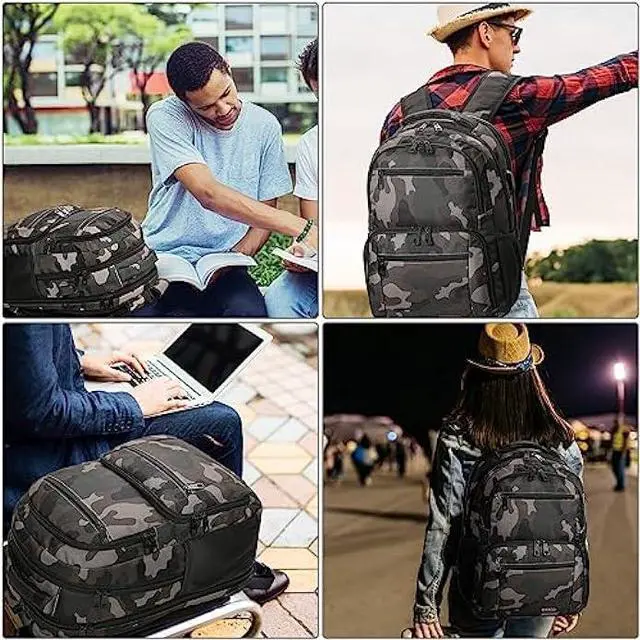 Alt view image 6 of 7 - BIKROD Travel Laptop Backpack, School Backpacks for Teen Boys Water Resistant Back Pack with USB Charging Port, Business Anti Theft Durable Computer Bag Gifts Fits 15.6 Inch Laptop-Camouflage