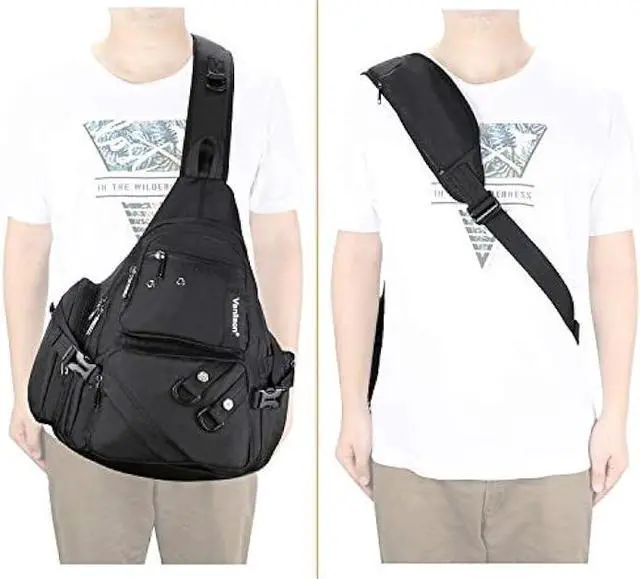 Alt view image 2 of 6 - Vanlison Crossbody Sling Bag Backpack for Men & Women Large Fits 13 Laptop Tablets Black