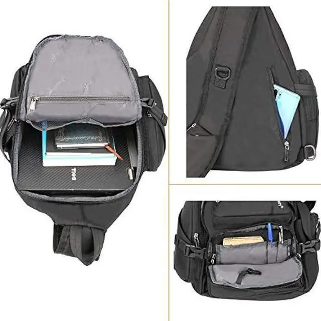 Alt view image 3 of 6 - Vanlison Crossbody Sling Bag Backpack for Men & Women Large Fits 13 Laptop Tablets Black