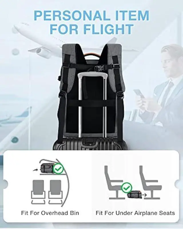 Alt view image 4 of 6 - BAGSMART Travel Laptop Backpack, 40L Expandable Airline Approved Carry On Backpack with Packing Cubes, Water Resistant Weekender Backpack Fits 17 Inch laptop, Luggage Daypack with Shoe Bag,Grey