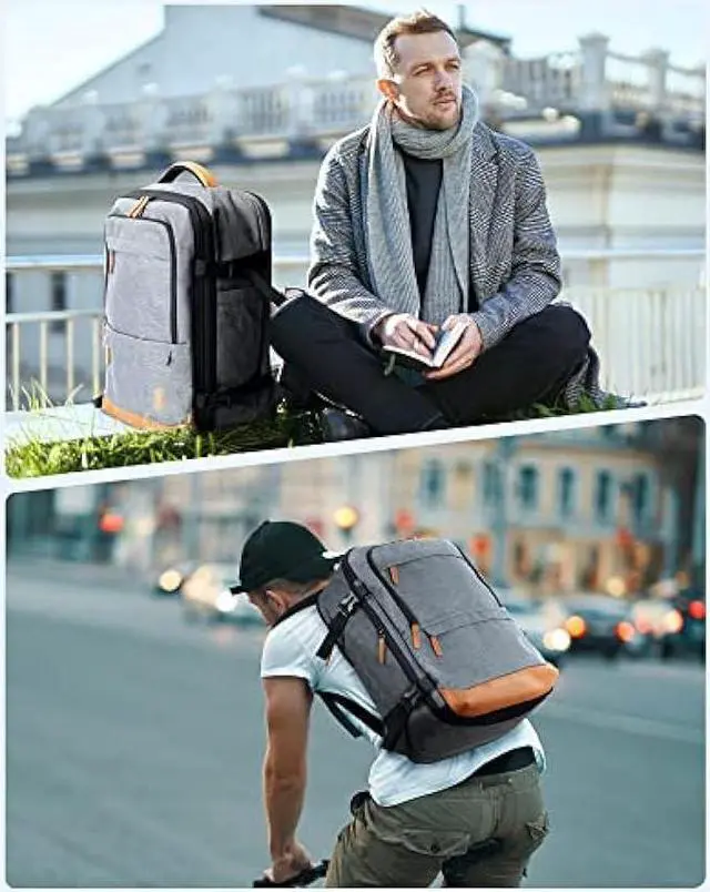 Alt view image 6 of 6 - BAGSMART Travel Laptop Backpack, 40L Expandable Airline Approved Carry On Backpack with Packing Cubes, Water Resistant Weekender Backpack Fits 17 Inch laptop, Luggage Daypack with Shoe Bag,Grey