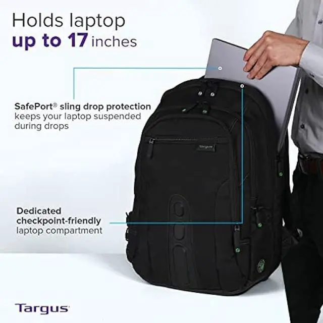 Alt view image 6 of 7 - Targus Spruce EcoSmart Travel Laptop Backpack for 17 inch Laptops, TSA-Friendly Carry On Backpack Laptop Bag for Work and Travel, Black (TBB019US)