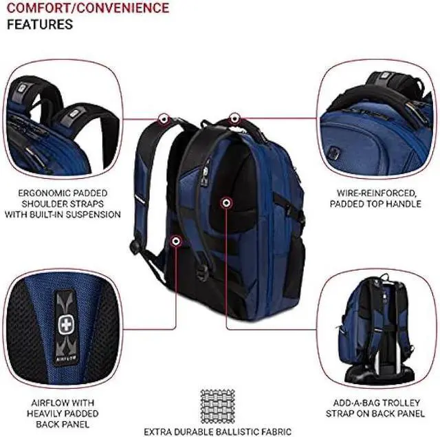 Alt view image 2 of 7 - SwissGear 6752 TSA Friendly ScanSmart Laptop Backpack, Navy Ballistic, 17.75-Inch