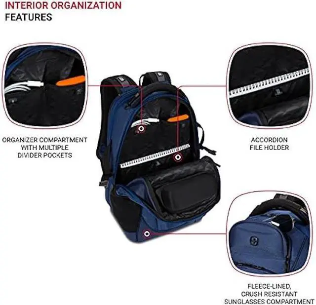 Alt view image 4 of 7 - SwissGear 6752 TSA Friendly ScanSmart Laptop Backpack, Navy Ballistic, 17.75-Inch