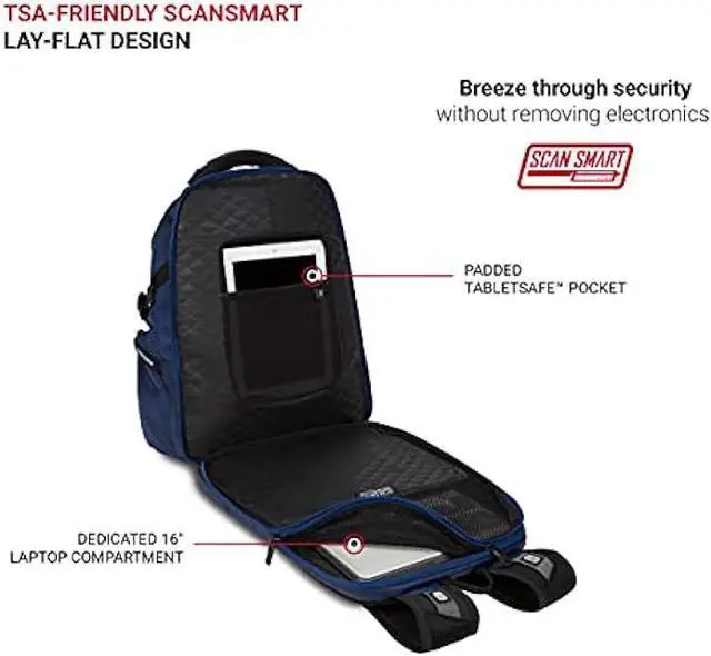 Alt view image 5 of 7 - SwissGear 6752 TSA Friendly ScanSmart Laptop Backpack, Navy Ballistic, 17.75-Inch