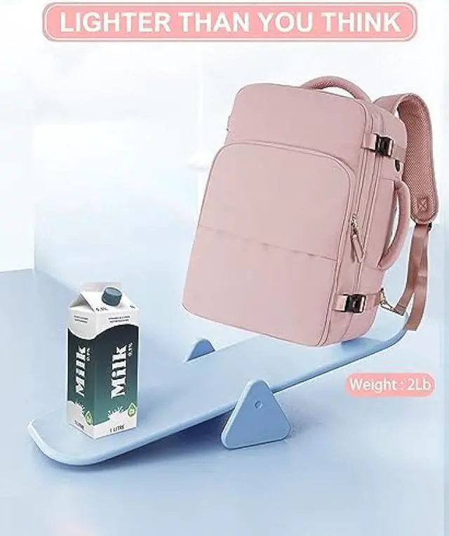 Alt view image 3 of 7 - Beraliy Travel Backpack for Women, Airline Approved Backpack, Personal Item Bag, Carry On Backpack,Weekender Bag, Lightweight Backpack Casual Hiking Daypack, Pink