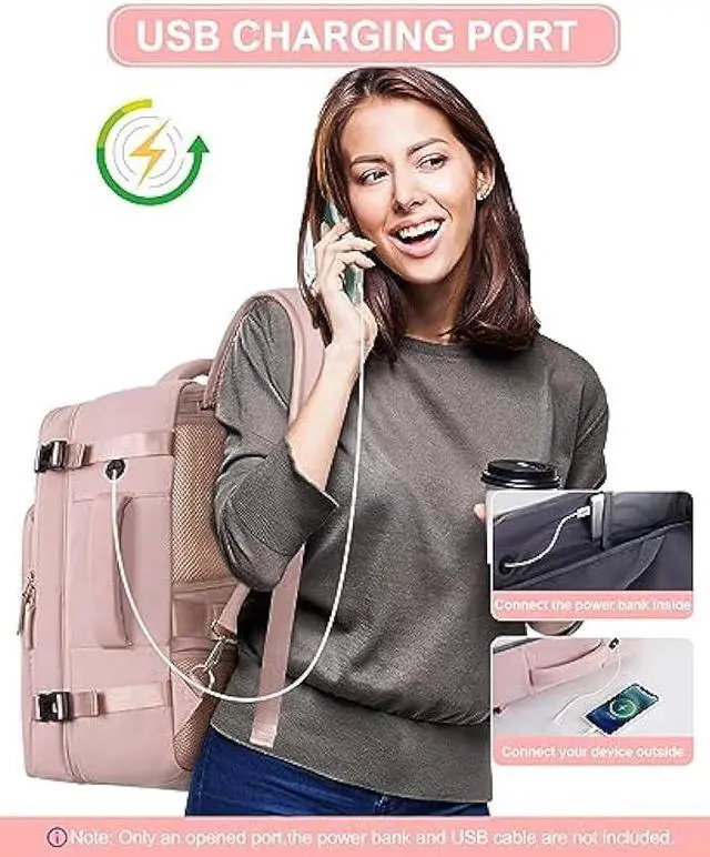 Alt view image 5 of 7 - Beraliy Travel Backpack for Women, Airline Approved Backpack, Personal Item Bag, Carry On Backpack,Weekender Bag, Lightweight Backpack Casual Hiking Daypack, Pink
