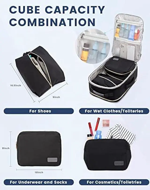 Alt view image 5 of 6 - LOVEVOOK Travel Backpack for Women Men as Personal Item Flight Approved, 40L Luggage Carry On Backpack, 17.3inch Large Daypack Laptop Backpack Waterproof Outdoor Sports with 3 Packing Cubes, Black