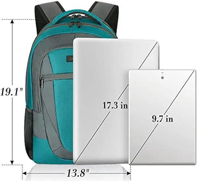 Alt view image 7 of 7 - BIKROD Teal Backpack for Woman and Men, Travel Laptop School Backpack for Teens with USB Charging, Waterproof College Back Pack for 17.3 IN Laptop Backpack, Adult Business Computer Travel Backpack,