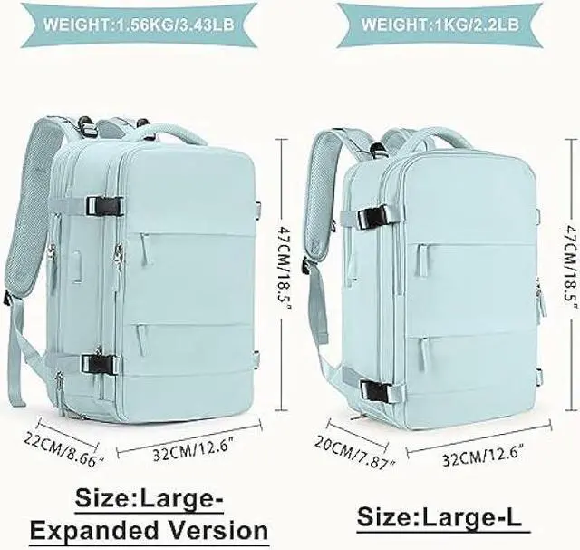 Alt view image 2 of 7 - Large Travel Backpack For Women Men, Carry On Backpack,Hiking Backpack Waterproof Outdoor Sports Rucksack Casual Daypack Fit 15.6 Inch Laptop with USB Charging Port Shoes Compartment(Blue Expansion)