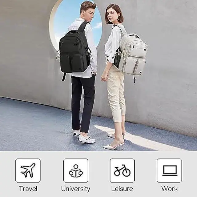 Alt view image 6 of 6 - Mixi Large Capacity Travel Laptop Backpack, Lightweight Durable College Bookbag Men Woman 15.6 Computer Bag, Water Resistant Outdoor Hiking Backpacks With Multifunction Pockets, 17 Inch Expandable