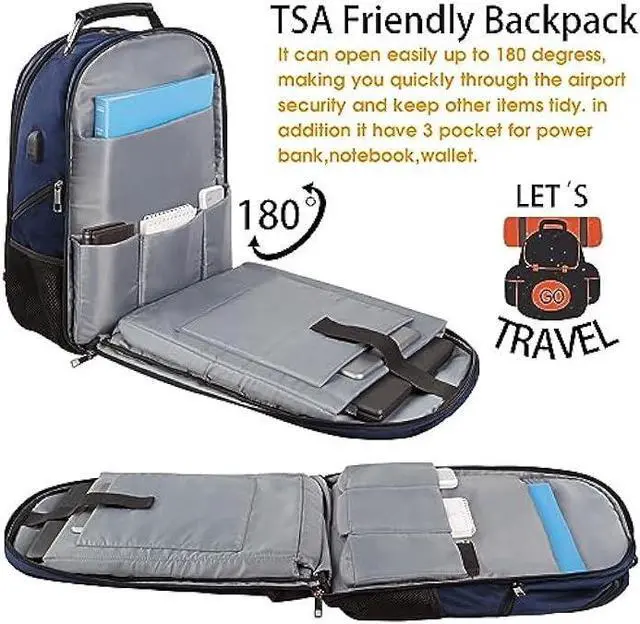 Alt view image 2 of 7 - LTINVECK Extra Large 50L Travel Laptop Backpack, Computer bag Backbag with USB Charging Port, TSA Friendly Durable Big RFID Heavy Duty Business Tech Backpack Fits 17 Inch Laptops for Men Women, Blue