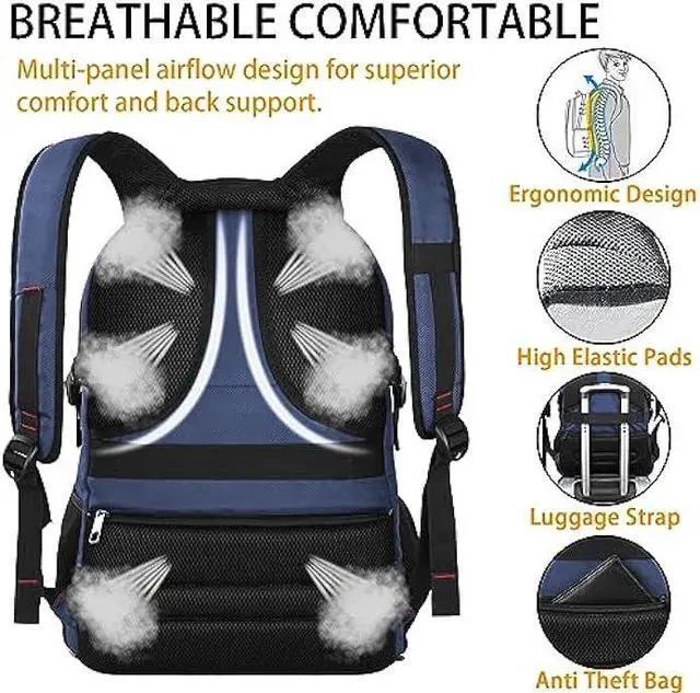 Alt view image 6 of 7 - LTINVECK Extra Large 50L Travel Laptop Backpack, Computer bag Backbag with USB Charging Port, TSA Friendly Durable Big RFID Heavy Duty Business Tech Backpack Fits 17 Inch Laptops for Men Women, Blue