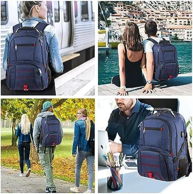 Alt view image 7 of 7 - LTINVECK Extra Large 50L Travel Laptop Backpack, Computer bag Backbag with USB Charging Port, TSA Friendly Durable Big RFID Heavy Duty Business Tech Backpack Fits 17 Inch Laptops for Men Women, Blue