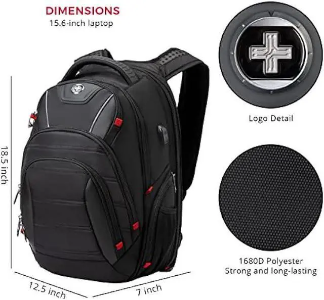 Alt view image 6 of 6 - Swissdigital Design Circuit College Business Travel Backpack TSA Friendly Built in USB Charging RFID Protection Fits Laptops up to 15.6 Black (J14-BR)