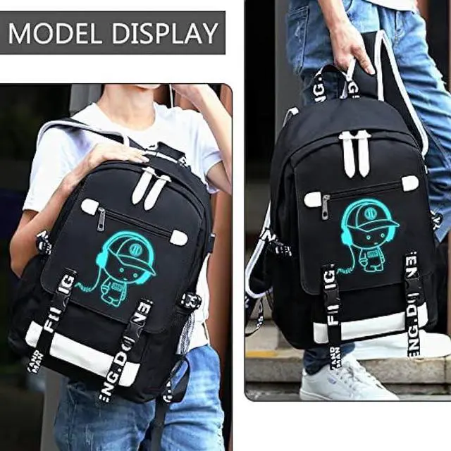 Alt view image 4 of 7 - RM Family Backpack for Boys, 15.6 Laptop Backpack with USB Charging Port, Bookbag for School with Anti-Theft Lock,Teens Backpack Cool Backpack for Boys Includes Pencil Bag,luminous backpack