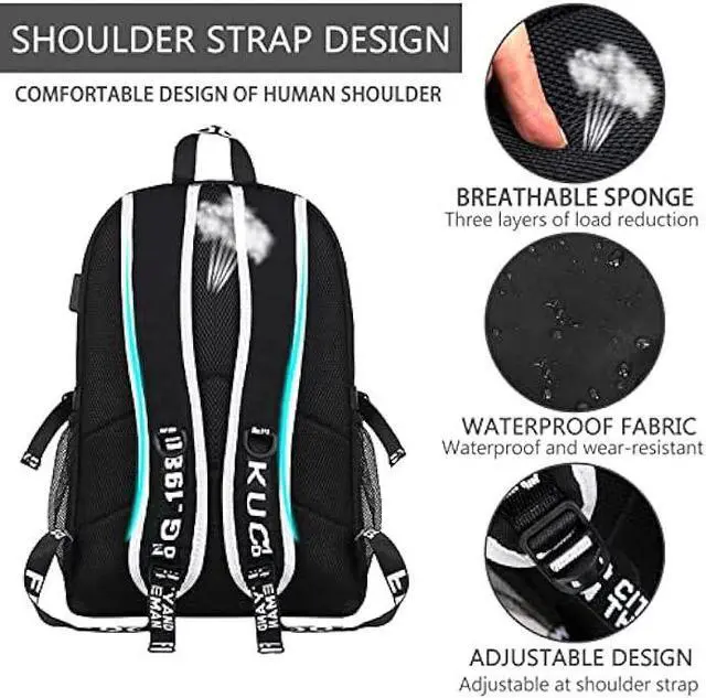 Alt view image 6 of 7 - RM Family Backpack for Boys, 15.6 Laptop Backpack with USB Charging Port, Bookbag for School with Anti-Theft Lock,Teens Backpack Cool Backpack for Boys Includes Pencil Bag,luminous backpack