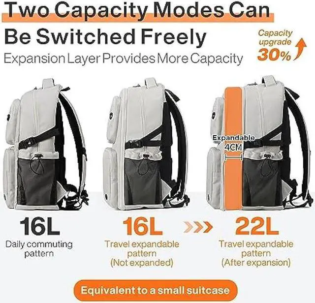 Alt view image 4 of 6 - Mixi Large Capacity Travel Laptop Backpack, Lightweight Durable College Bookbag Men Woman 15.6 Computer Bag, Water Resistant Outdoor Hiking Backpacks With Multifunction Pockets, 17 Inch Expandable