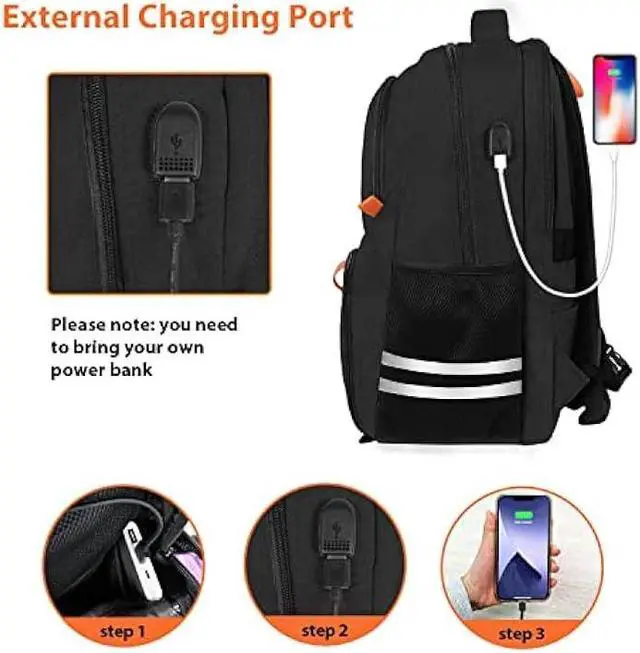 Alt view image 6 of 7 - Ytonet Gym Backpack For Men Women, Travel Sports Track Backpack With Shoe Compartment USB Charging Port, Large Water Resistant Workout Laptop Backpack College Bag Fit 15.6 Inch, Camping, Black
