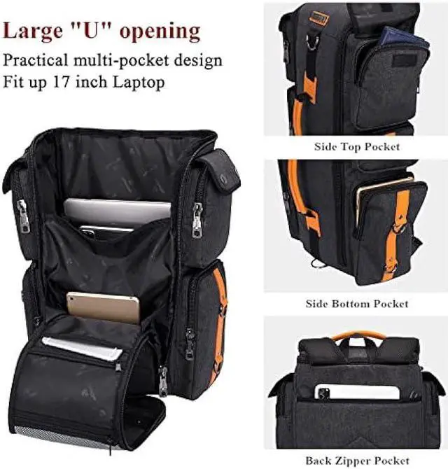 Alt view image 5 of 6 - WITZMAN Travel Backpack for Men Carry On Backpack Duffel Bag Large Capacity Laptop Backpack 17 Inch (6695 Black)