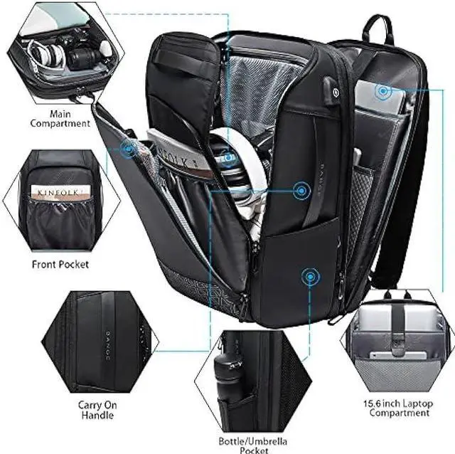 Alt view image 3 of 6 - BANGE Travel Backpacks,Weekender Carry On Backpack, Waterproof Men's Business Laptop Backpack for 15.6inch