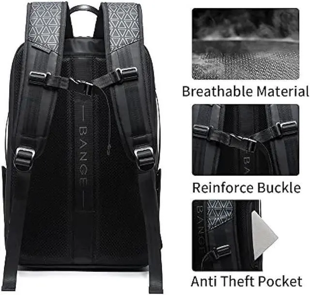 Alt view image 6 of 6 - BANGE Travel Backpacks,Weekender Carry On Backpack, Waterproof Men's Business Laptop Backpack for 15.6inch