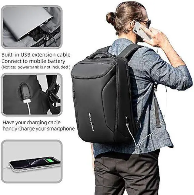 Alt view image 5 of 6 - Muzee Business Backpack for Men,Waterproof and Travel Laptop Backpack with USB Charging, Fits 17 Inch Laptop and Tech Gear
