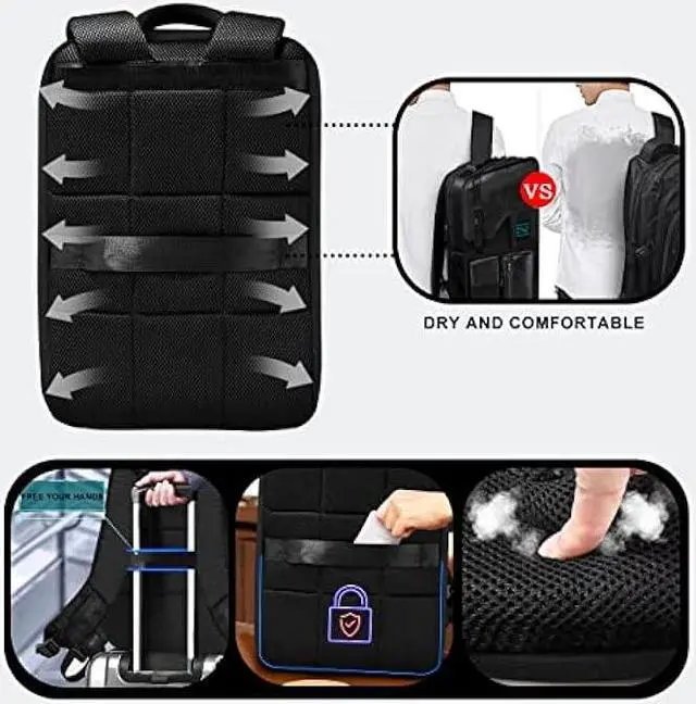 Alt view image 5 of 6 - ZINZ Slim & Expandable Laptop Backpack 15.6 Inch Business Backpack with USB Port, Waterproof Anti-Theft Travel Backpack Daypack for Men and Women -Black