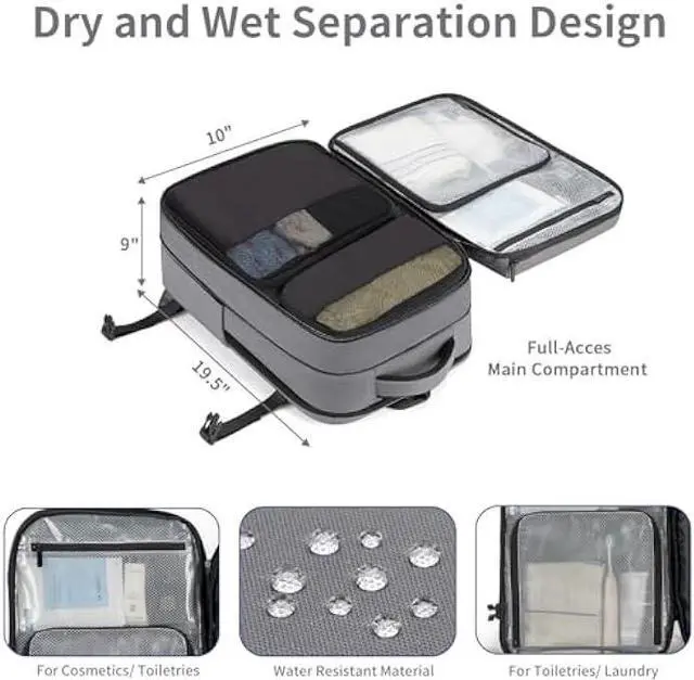 Alt view image 3 of 7 - RDTGO Travel Backpack for Men Women, Extra Large 40L Flight Approved Carry on Backpack,Waterproof Travel Essentials with 4 Packing Cubes, Expandable 17 Inch Laptop Backpack for Casual Business College