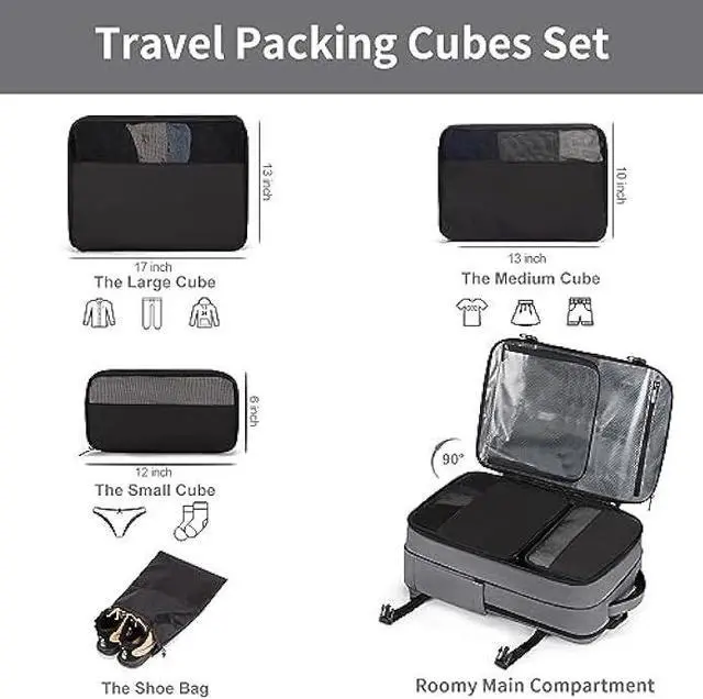 Alt view image 4 of 7 - RDTGO Travel Backpack for Men Women, Extra Large 40L Flight Approved Carry on Backpack,Waterproof Travel Essentials with 4 Packing Cubes, Expandable 17 Inch Laptop Backpack for Casual Business College