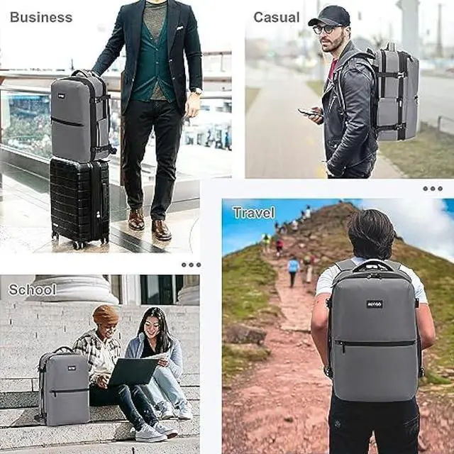 Alt view image 7 of 7 - RDTGO Travel Backpack for Men Women, Extra Large 40L Flight Approved Carry on Backpack,Waterproof Travel Essentials with 4 Packing Cubes, Expandable 17 Inch Laptop Backpack for Casual Business College