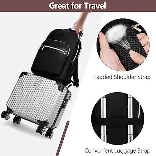 Alt view image 5 of 6 - bagswan Laptop Backpack for Women Bookbag: 15.6 inch Work Computer Bags Stylish Business Travel BackPacks Purse with USB Charging Port Anti-theft Waterproof College Bag for Adult Nurse BLACK