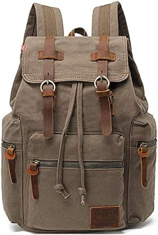 Main image of AUGUR High Capacity Canvas Vintage Backpack - for School Travel 12-15 Laptop Backapcks for Men Casual Daypacks Rucksack (M-Army Green)