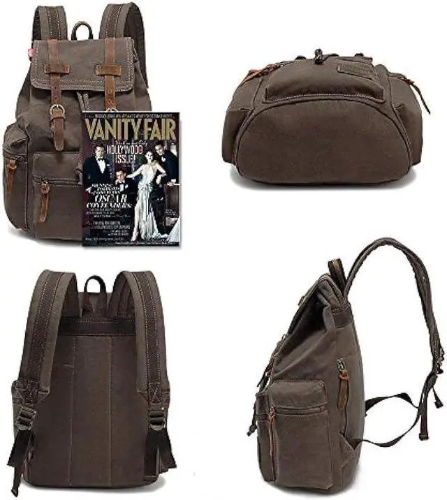 Alt view image 3 of 6 - AUGUR High Capacity Canvas Vintage Backpack - for School Travel 12-15 Laptop Backapcks for Men Casual Daypacks Rucksack (M-Army Green)