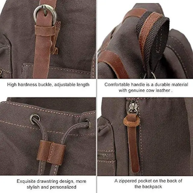 Alt view image 4 of 6 - AUGUR High Capacity Canvas Vintage Backpack - for School Travel 12-15 Laptop Backapcks for Men Casual Daypacks Rucksack (M-Army Green)