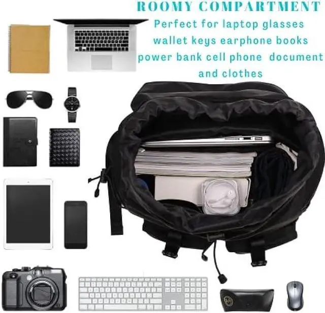 Alt view image 2 of 6 - BJIAX Vintage Laptop Backpack for Men & Women, 30L Water Resistant College Backpack Fits 15.6 Inch Computer and Laptop, Casual Backpack for Work, Daily, Travel