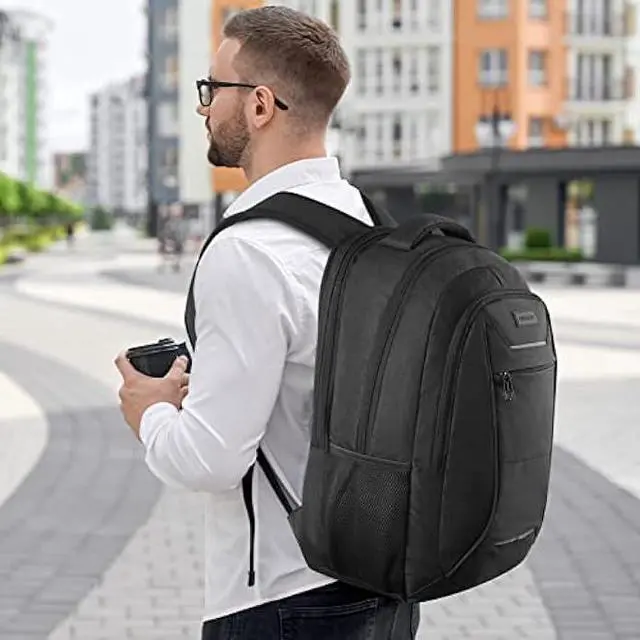 Alt view image 7 of 7 - Travel Laptop Backpack for Men and Women, 17 Inch Large School Backpacks for Teens, Business Anti Theft Durable Back Pack, Water Resistant Computer Bag with USB Charging Port, Black