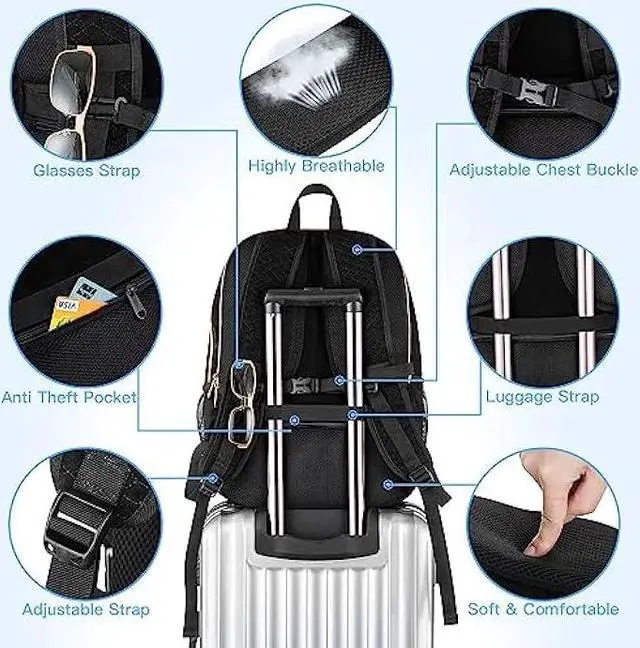 Alt view image 5 of 6 - BAOXA Lunch Backpack for Women Men, 17 inch Laptop Backpack with USB Charging Port, Large Computer Backpack with Lunch Compartment, Insulated Backpack Lunch Bag for Work Travel (Black, 17in)