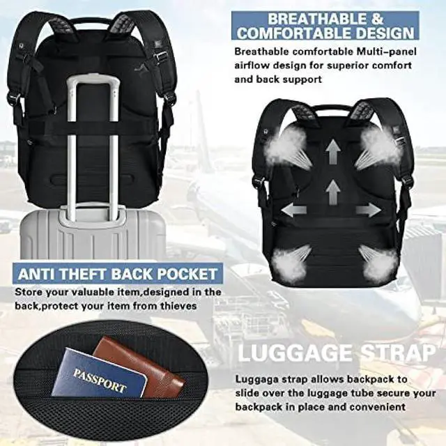 Alt view image 5 of 6 - SINVICKO 18.4 Inch Laptop Backpack, Extra Large Travel Backpack with USB Charger Port for Men Women, 60L Big Capacity Heavy Duty Computer Bag TSA Friendly RFID Anti Theft Pocket Durable Backbag