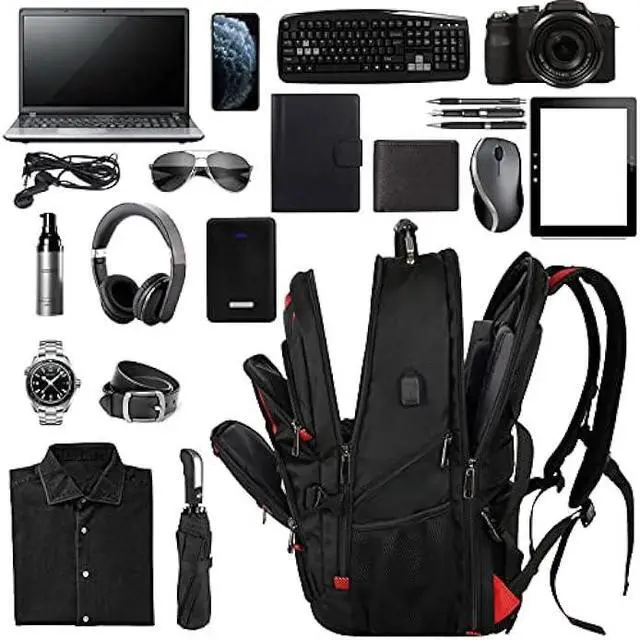 Alt view image 4 of 7 - 17.3 Laptop Backpack, Extra Large Travel laptop Backpack with Rain Cover, TSA Friendly Flight Approved with RFID Anti Theft Pocket and USB Charger Port, Water Resistant College Bag for Men and Women