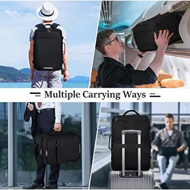 Alt view image 6 of 6 - IGOLUMON Travel Backpack for Men Women 40L Flight Approved Carry on Backpack 17 Inch Waterproof Laptop Backpack Large Luggage Daypack Business College Weekender Backpack with Shoe Bag, Dark Black