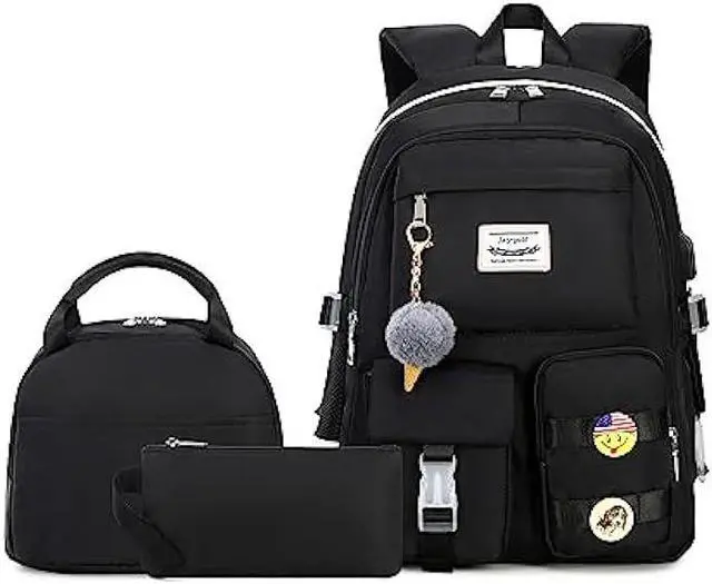 Main image of Jaygulf Waterproof Women Laptop Backpack Set Casual Girls Daypack Set Black