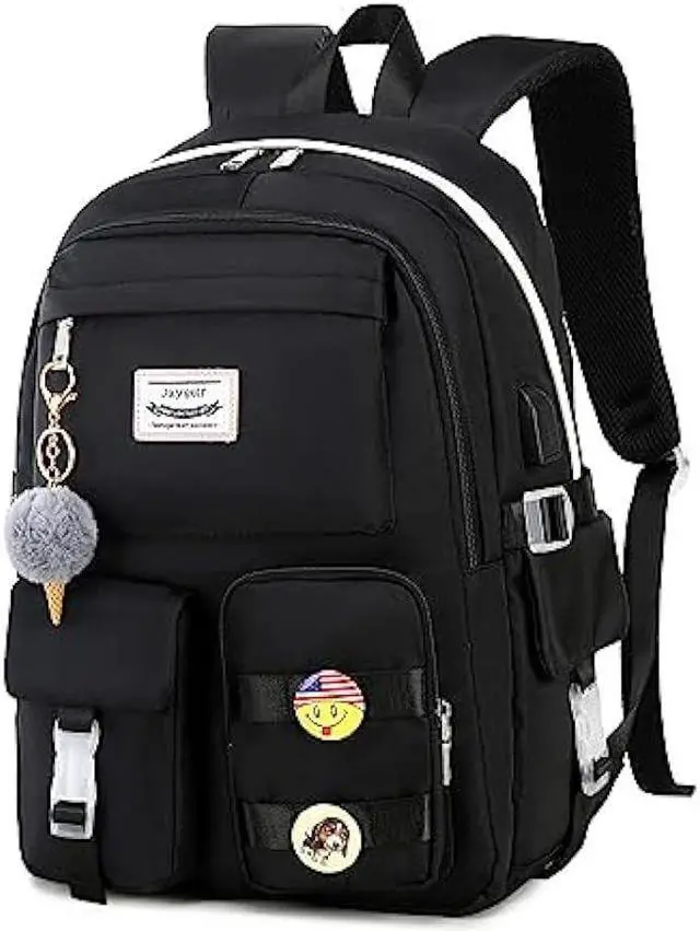 Alt view image 2 of 6 - Jaygulf Waterproof Women Laptop Backpack Set Casual Girls Daypack Set Black