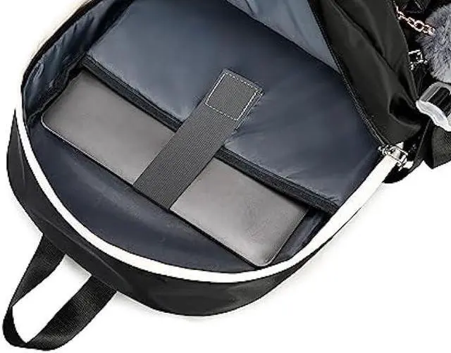 Alt view image 6 of 6 - Jaygulf Waterproof Women Laptop Backpack Set Casual Girls Daypack Set Black