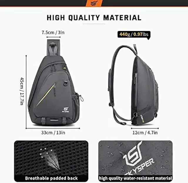 Alt view image 4 of 6 - SKYSPER Sling Laptop Bag (Up to 13 Inch) - 18L Crossbody Sling Backpack Travel Shoulder Bag Hiking Daypack for Men Women(Darkgrey)