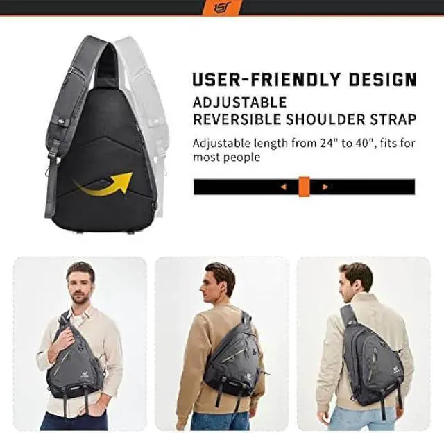 Alt view image 6 of 6 - SKYSPER Sling Laptop Bag (Up to 13 Inch) - 18L Crossbody Sling Backpack Travel Shoulder Bag Hiking Daypack for Men Women(Darkgrey)