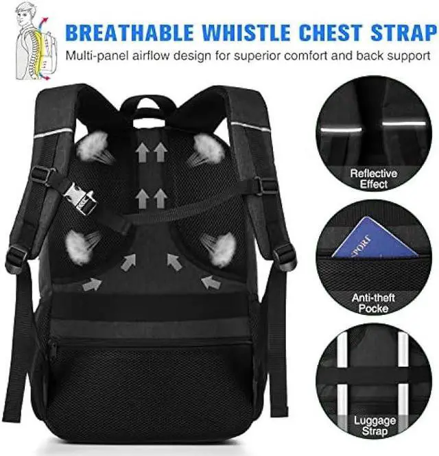 Alt view image 6 of 7 - YAMTION Black Backpack for Men and Women,School Backpack Bookbag for Teen Boys and Girls Laptop Backpack with USB for Collge Work Business