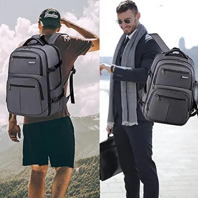 Alt view image 7 of 7 - Otevan Travel Backpack for Men Women,45L Carry On Backpack Flight Approved,Large Laptop Backpack,Expandable Luggage Backpack Water Resistant Bookbag Weekender Overnight Bag Daypack Fit 17 Inch