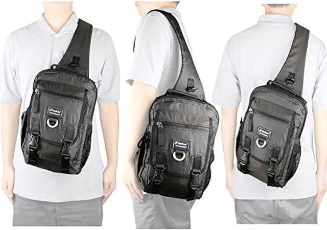 Alt view image 7 of 7 - Vanlison Sling Bag Backpack Cross Body Messenger Bag Shoulder Backpack Travel Rucksack Black