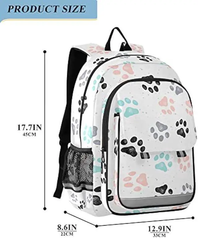Alt view image 2 of 5 - ALAZA Colorful Dog Paw Prints Laptop Backpack Purse for Women Men Travel Bag Casual Daypack with Compartment & Multiple Pockets